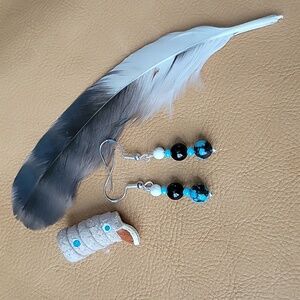 Turquoise Onyx Howlite Earrings Southwestern Boho Artsy Gift Jewelry